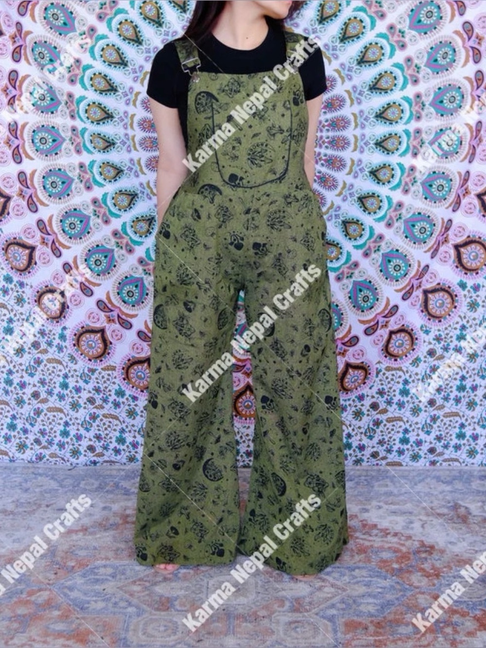 Magical Celestial/Mushroom Bell Bottom Jumpsuit